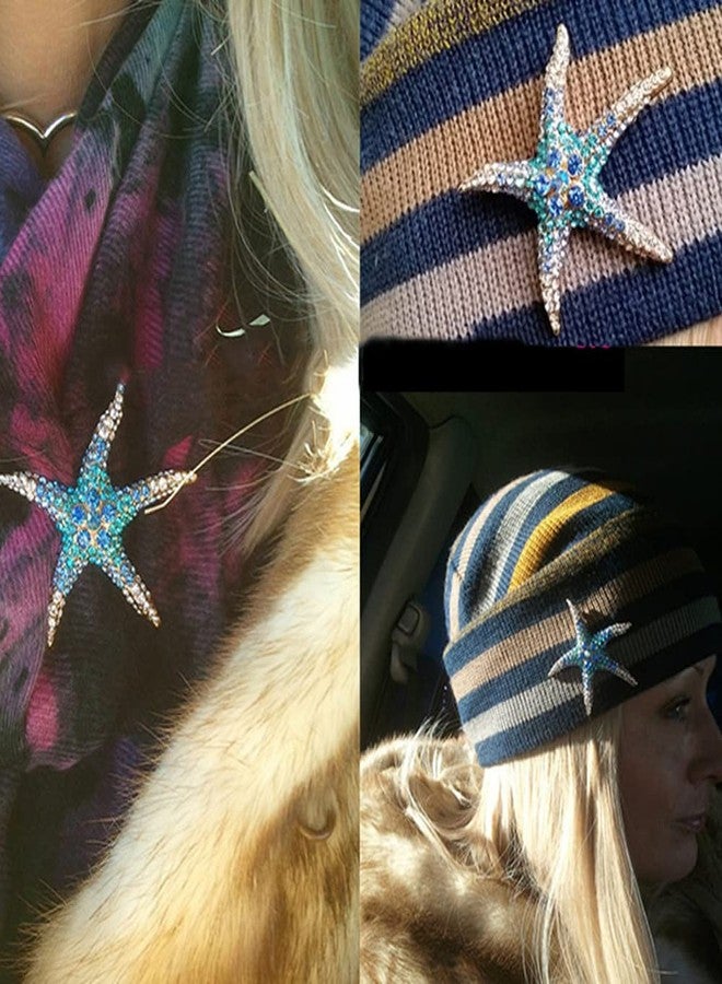 GUAFEIH Fashion Color Starfish Inlaid Rhinestones Alloy Brooch Pins Women Accessories (White) - Image 4